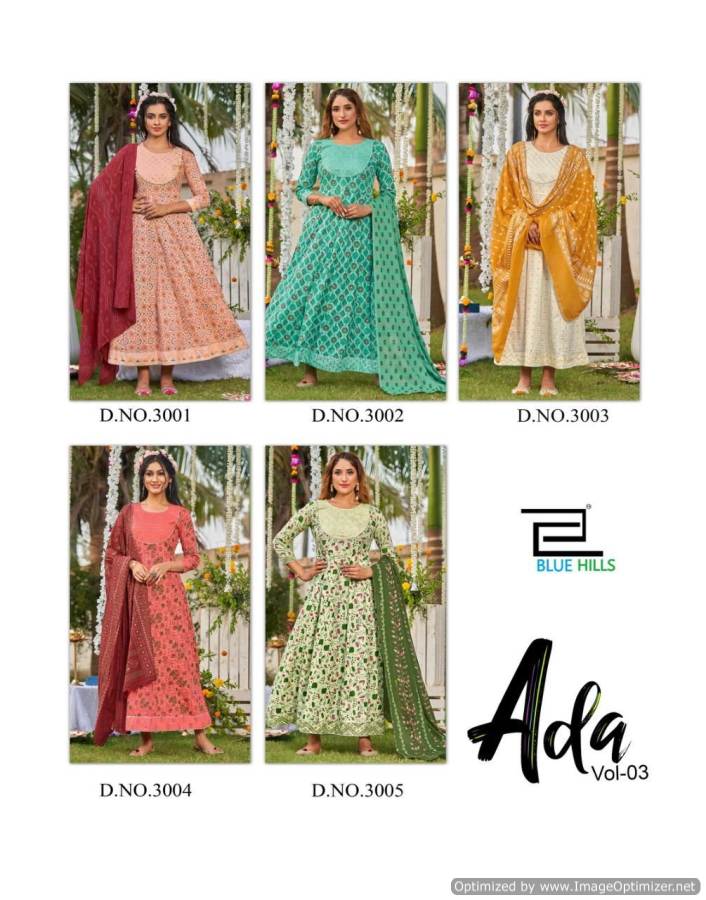 Blue Hills Ada 3 New Exclusive Wear Cotton Printed Anarkali Kurti With Dupatta Collection